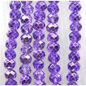 chinese crystal glass bead, faceted rondelle, purple, approx 2.5x3mm, 150 pcs per st