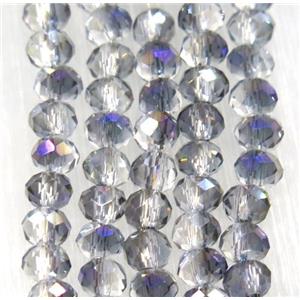 chinese crystal glass bead, faceted rondelle, purple rainbow, approx 2.5x3mm, 150 pcs per st