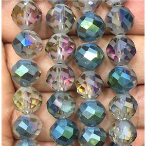 faceted round chinese crystal glass beads, rainbow, approx 10mm dia, 72pcs per st