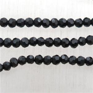 black faceted chinese crystal glass seed beads, approx 2mm dia, 200pcs per st