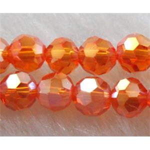 Chinese Crystal Glass Beads, faceted round, red AB-color, 4mm dia, approx 100pcs per st