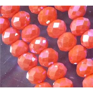 Chinese crystal glass bead, faceted rondelle, AB color, approx 3x4mm dia, 135pcs per st