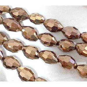 Chinese Crystal Glass Beads, faceted barrel, Antique copper, 4x6mm, 72pcs per st