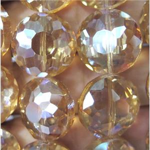 Chinese crystal glass bead, faceted flat round, approx 18mm dia, 18pcs per st