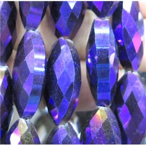 Chinese crystal glass beads, faceted oval, approx 12x25mm, 15pcs per st