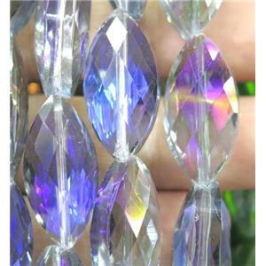 Chinese crystal glass bead, faceted rice, approx 12x25mm, 15pcs per st