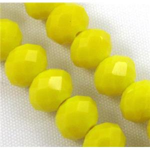glass crystal bead, faceted wheel, lemon, approx 8mm dia, 68pcs per st
