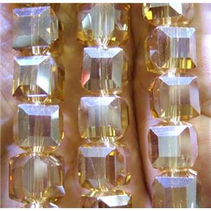 chinese crystal glass bead, faceted cube, approx 10x10mm, 80pcs per st