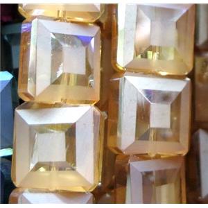 chinese crystal glass bead, faceted square, approx 14x14mm, 22pcs per st
