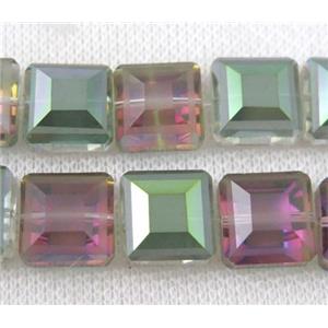 chinese crystal glass bead, faceted square, approx 14x14mm, 22pcs per st