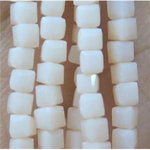 Chinese crystal glass bead, faceted cube, white, approx 2x2x2mm, 200pcs per st