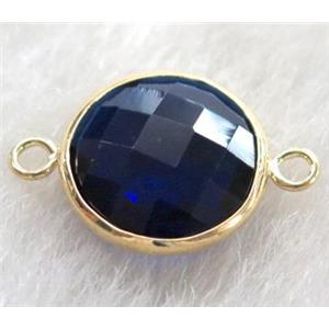 Chinese crystal glass connector Button dark-blue, approx 12mm dia