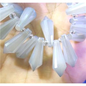 Chinese Crystal beads, faceted teardrop, lt. gray-blue, approx 8x12mm, 100pcs per st