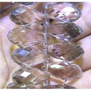 Chinese crystal glass bead, faceted teardrop, approx 12x25mm, 100pcs per st