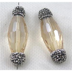 Chinese crystal glass spacer bead paved rhinestone, faceted oval, approx 15-45mm