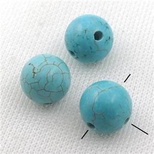 blue round Magnesite Turquoise Beads with 3hole, approx 8mm dia