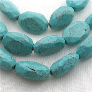 Magnesite Turquoise Beads, faceted oval, approx 16-24mm