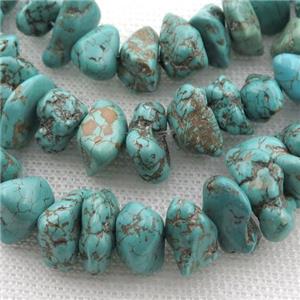 Magnesite Turquoise chip beads, rough, approx 8-10mm