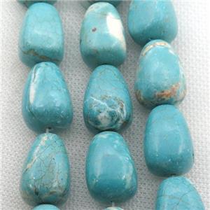 Magnesite Turquoise beads, teardrop, approx 13-20mm