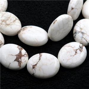 white Magnesite Turquoise beads, oval, approx 20-25mm