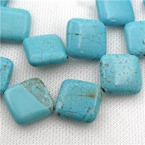 Magnesite Turquoise beads, square, approx 18mm