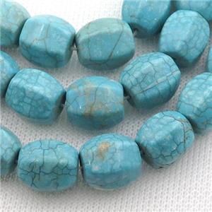 Magnesite Turquoise barrel beads, approx 12mm