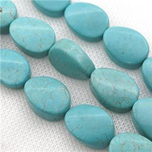 Magnesite Turquoise beads, twist oval, approx 13-18mm