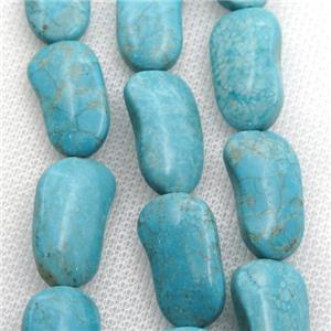Magnesite Turquoise footprint beads, approx 13-22mm