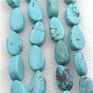 Magnesite Turquoise teardrop beads, approx 8-14mm