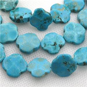 blue Magnesite Turquoise clover beads, approx 18mm