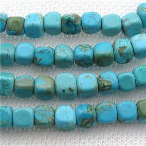 Magnesite Turquoise cube beads, approx 6mm