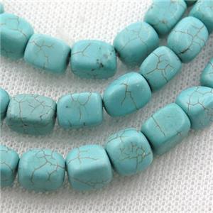 Magnesite Turquoise cuboid beads, approx 7-9mm