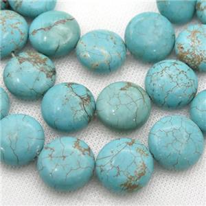 Magnesite Turquoise coin beads, circle, approx 18mm