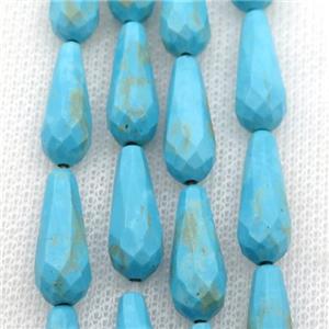 blue Magnesite Turquoise beads, faceted teardrop, approx 8-20mm