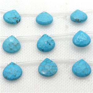 blue Magnesite Turquoise beads, faceted teardrop, topdrilled, approx 13mm