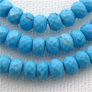 blue Magnesite Turquoise beads, faceted rondelle, approx 5x7mm