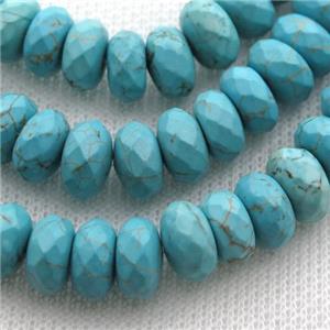 Magnesite Turquoise beads, faceted rondelle, approx 10mm