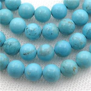 round blue Magnesite Turquoise beads, approx 4mm dia
