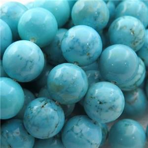 round blue Magnesite Turquoise beads, approx 10mm dia