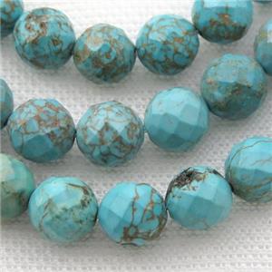blue Magnesite Turquoise beads, faceted round, approx 10mm dia