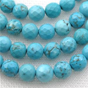 blue Magnesite Turquoise beads, faceted round, approx 10mm dia