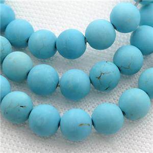 matte blue Magnesite Turquoise beads, round, approx 8mm dia