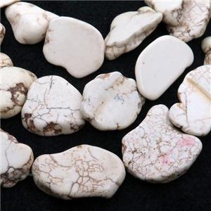 white Magnesite Turquoise slice beads, approx 18-30mm