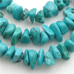 Sinkiang Turquoise irregular chip beads, teal, approx 8-16mm
