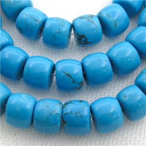 blue Sinkiang Turquoise barrel beads, approx 8x10mm