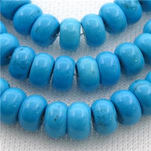 Sinkiang Turquoise rondelle beads, blue, approx 6x10mm