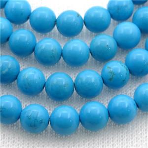 blue round Sinkiang Turquoise beads, approx 4mm dia