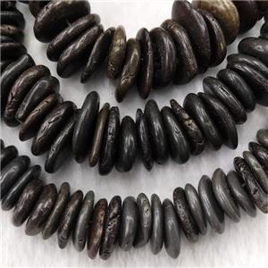 black Synthetic Turquoise graduated heishi spacer beads, approx 10-22mm