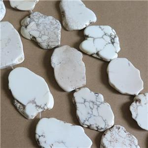white magnesite Turquoise slice beads, freeform, approx 30-45mm