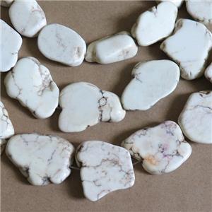 white magnesite Turquoise slice beads, freeform, approx 18-22mm